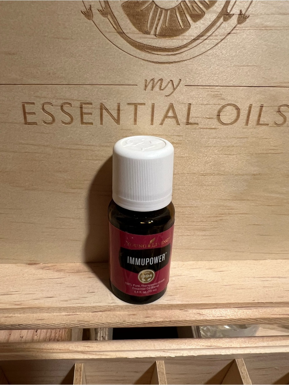 Young Living ImmuPower Essential Oil Bottle - White Cap, Pink Label